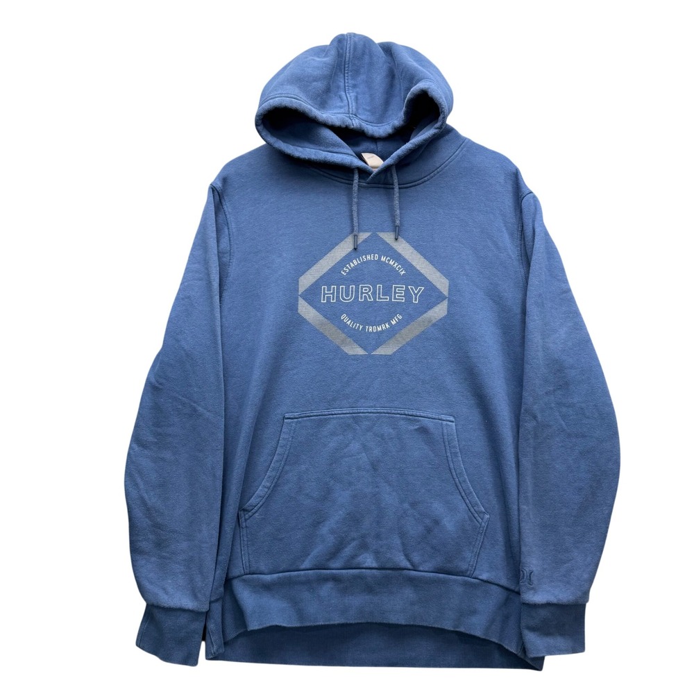Hurley Hoodie Men's L Blue Graphic Logo Sweatshirt Pullover Casual Skate